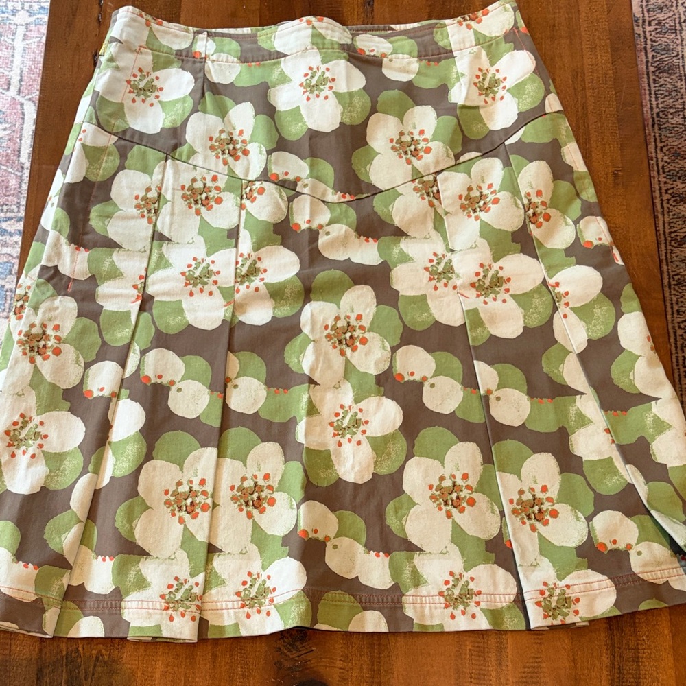 Oilily A-Line Skirt with Green and White Floral Design